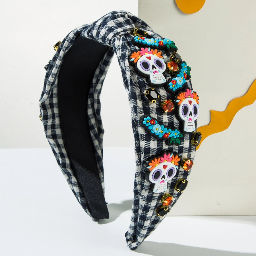 Halloween Funny Classic Style Women's Pumpkin ghost Skull Alloy Rhinestone Inlay Hair Band