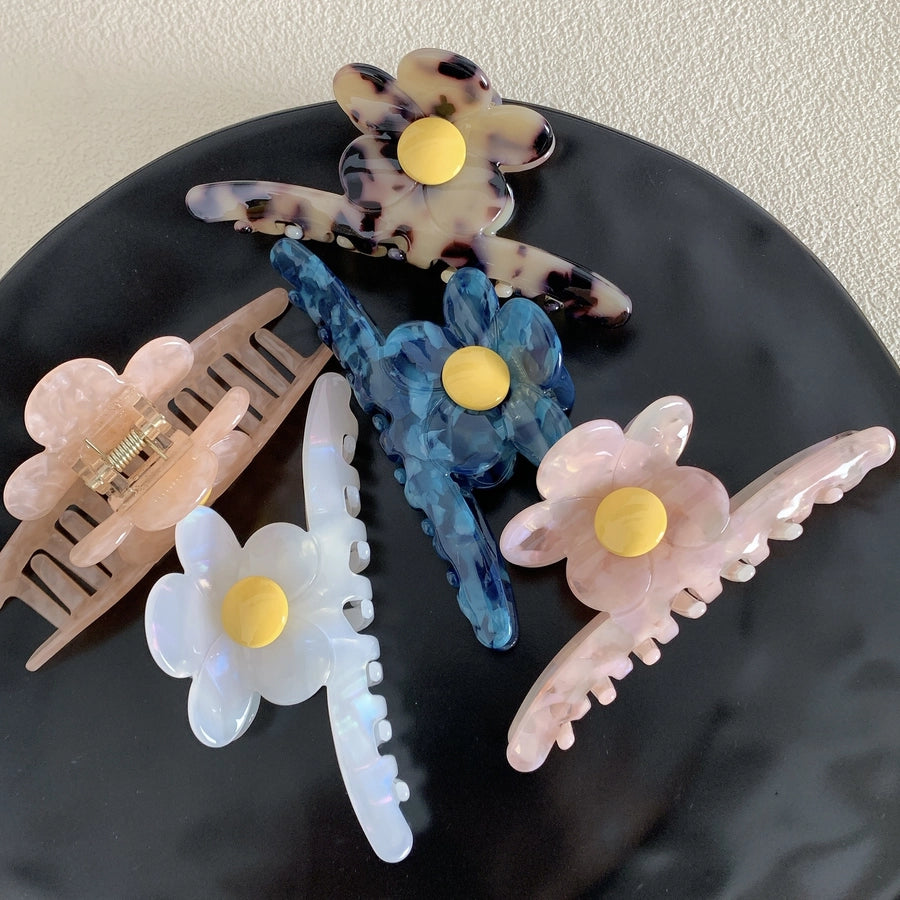 Women's Korean Style Flower Acetic acid sheets Hair Claws