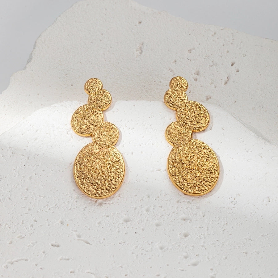 1 Pair Casual Simple Style Round Plating 304 Stainless Steel 14K Gold Plated Drop Earrings