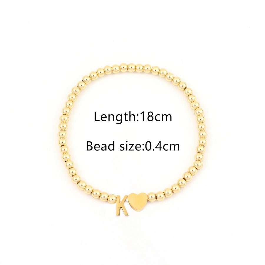 304 Stainless Steel Copper Letter Heart Shape Bracelets