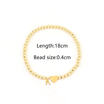 304 Stainless Steel Copper Letter Heart Shape Bracelets