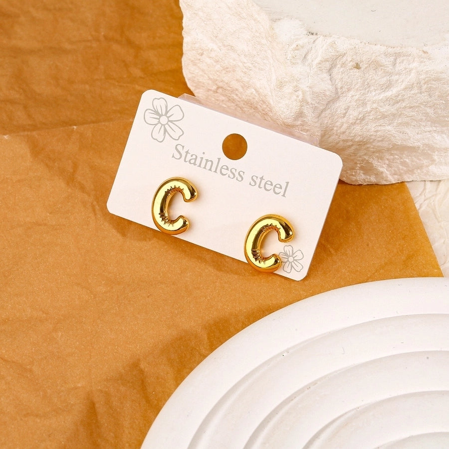 1 Pair Simple Style Classic Style Letter 304 Stainless Steel 18K Gold Plated Ear Studs