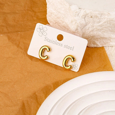 1 Pair Simple Style Classic Style Letter 304 Stainless Steel 18K Gold Plated Ear Studs