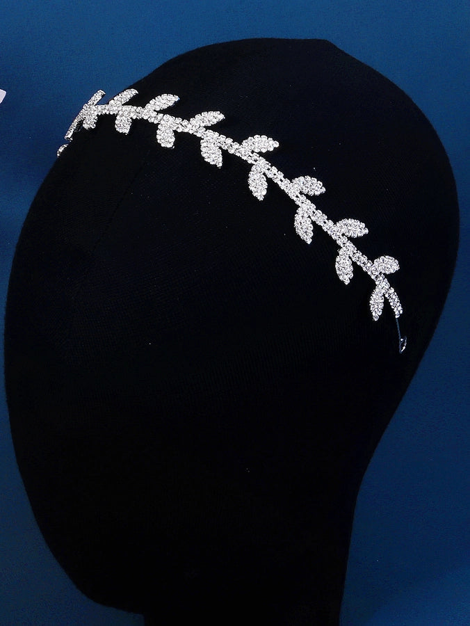 women's simple style leaf alloy plating inlay rhinestones hair band