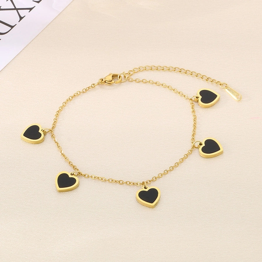 Simple Style Heart Shape 304 Stainless Steel 18K Gold Plated Bracelets In Bulk
