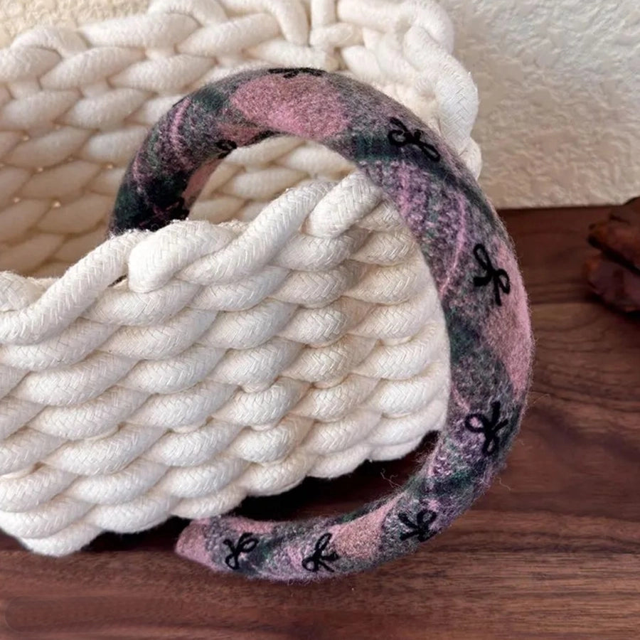 Women's Classical Retro Lattice woolen Fabric Hair Band