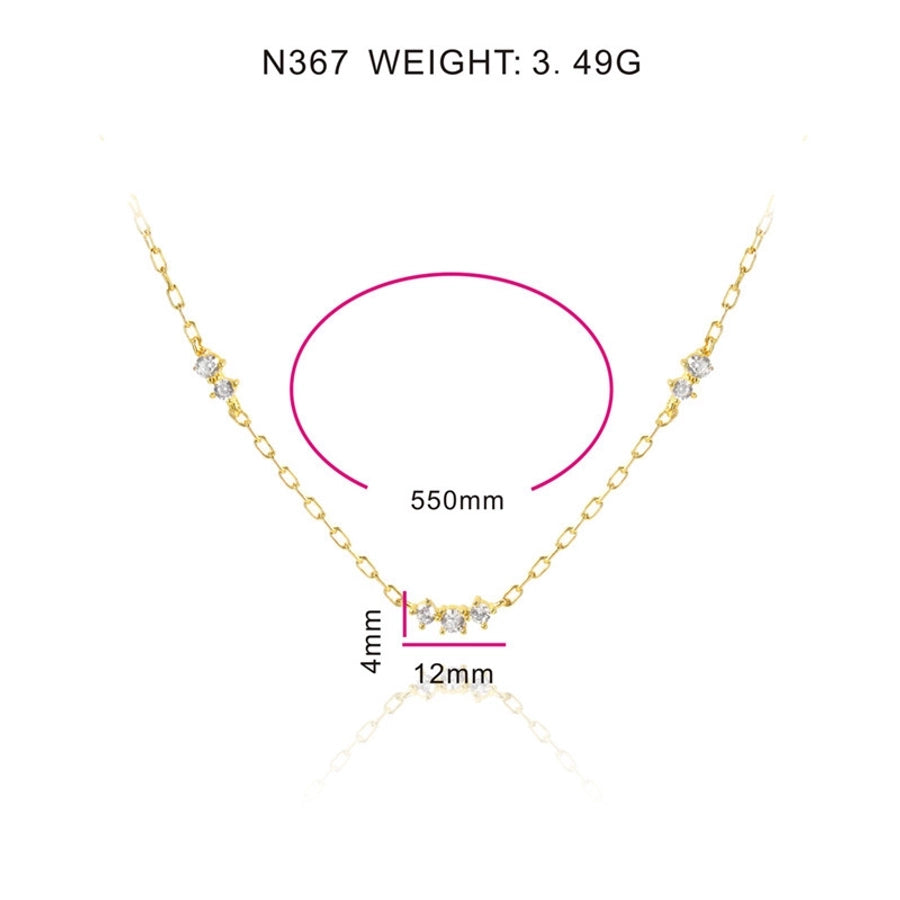 Copper 18K Gold Plated Inlay Solid Color Zircon Necklace