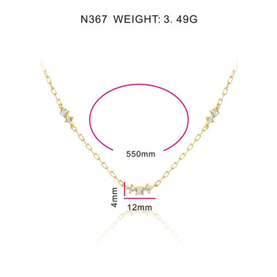 Copper 18K Gold Plated Inlay Solid Color Zircon Necklace