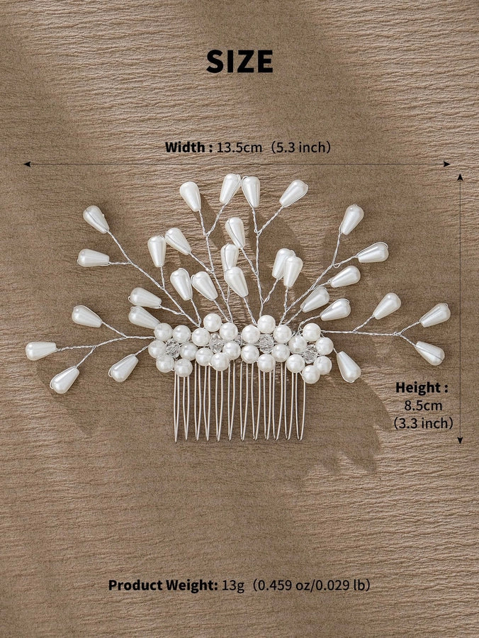 simple style flower artificial pearl inlay pearl insert comb