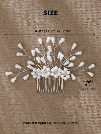 simple style flower artificial pearl inlay pearl insert comb