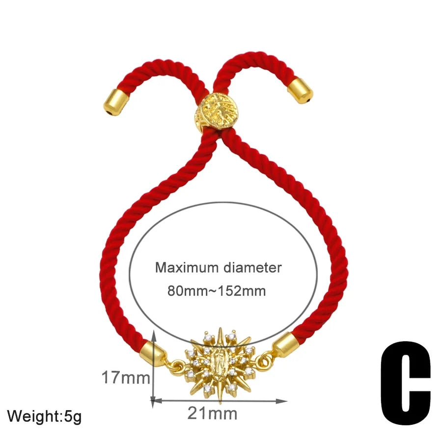 Copper 18K Gold Plated Inlay Virgin Mary Heart Shape Eye Zircon Bracelets