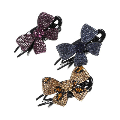 elegant bow knot plastic inlay rhinestones hair clip