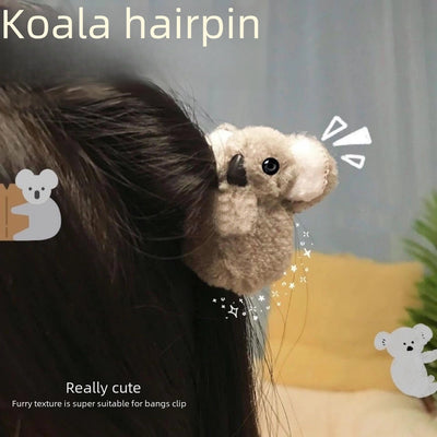 Internet Celebrity  Cartoon Three-Dimensional Plush Koala Hairpin Side Clip Banana Clip Clip Photo Cute Hair Accessories