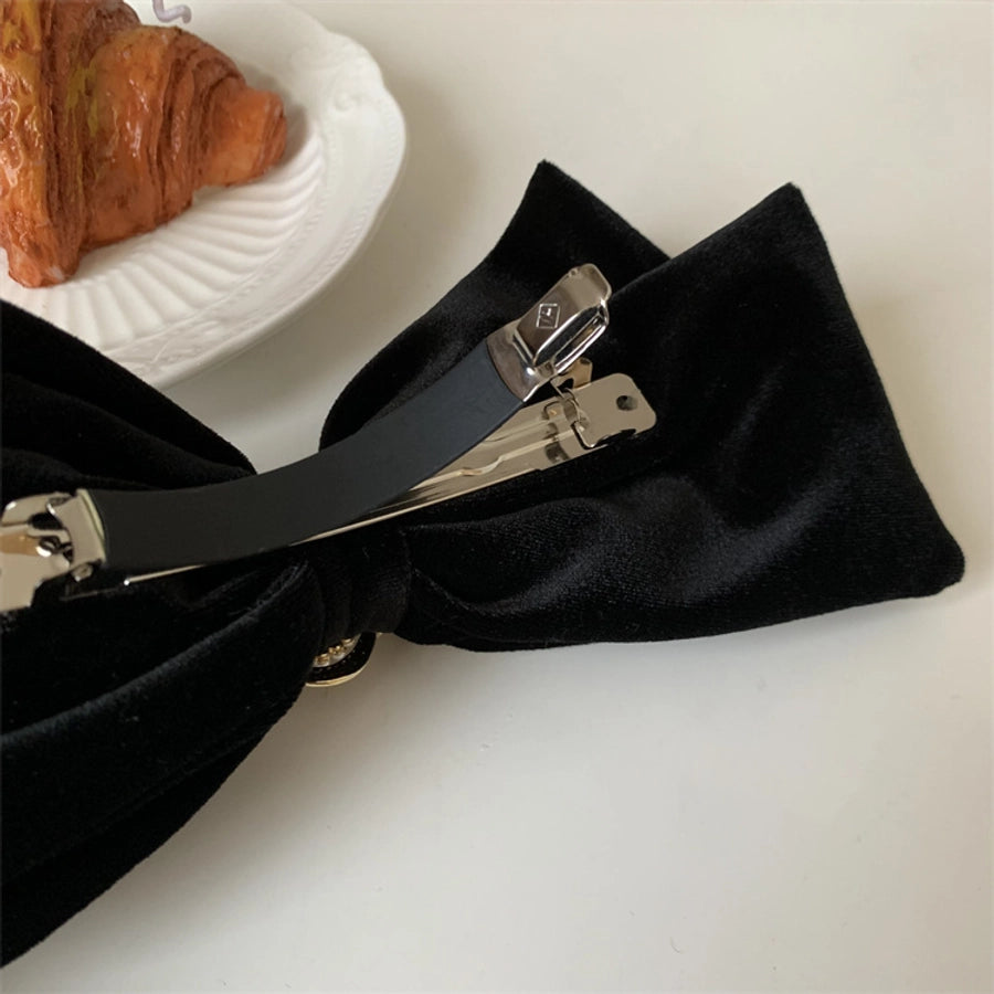 women's simple style flower alloy flannel bowknot artificial pearls hair clip