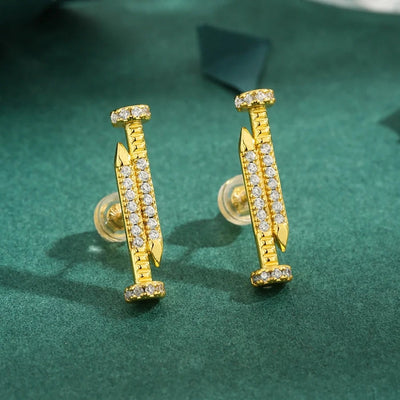 1 Pair Casual Geometric Copper Zircon 18K Gold Plated Ear Studs