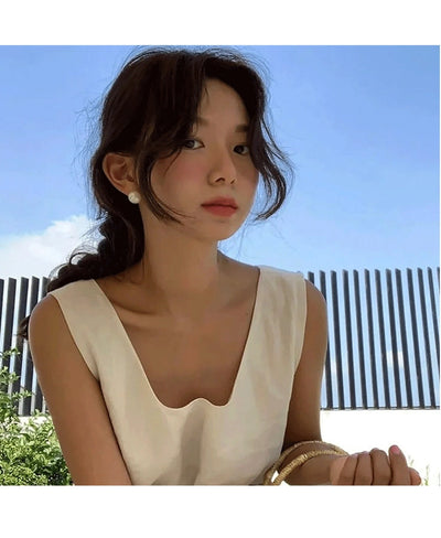 Korean Blogger feve_r  Light Luxury Pearl Painless Ear Holes Women's Mosquito Coil Ear Clip Classic  Earrings