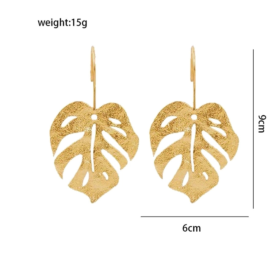1 Pair Elegant Leaves Plating 304 Stainless Steel 18K Gold Plated Drop Earrings
