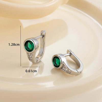 1 Pair Classic Style C Shape U Shape Geometric Inlay Copper Zircon Hoop Earrings