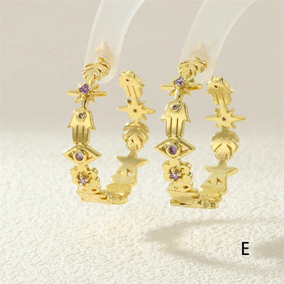 1 Pair IG Style Exaggerated Streetwear Devil's Eye  Inlay Copper Zircon 18K Gold Plated Ear Studs