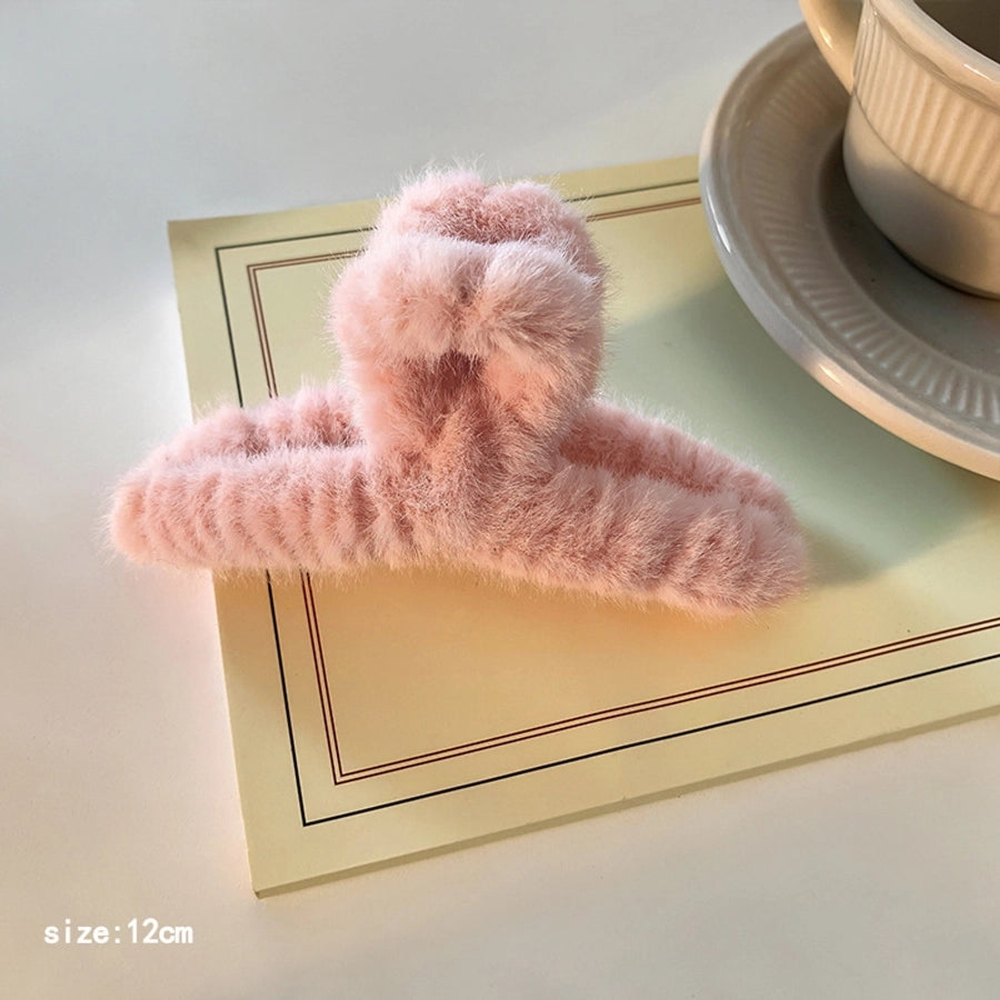 Korean Simple Plush Grab Clip Girl Autumn and Winter New Back Head Hair Clip Elegant Hair Grab Shark Clip Hair Accessories