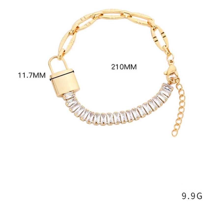 Elegant Streetwear Rectangle Titanium Steel Zircon Bracelets In Bulk