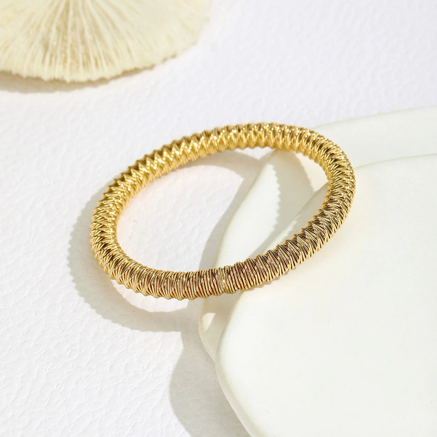 Simple Style Solid Color 304 Stainless Steel Bangle In Bulk