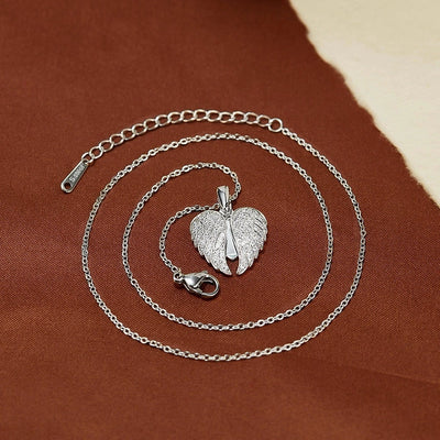 Jewelry Casual Elegant Heart Shape Wings 304 Stainless Steel Copper Zircon Pendant Necklace