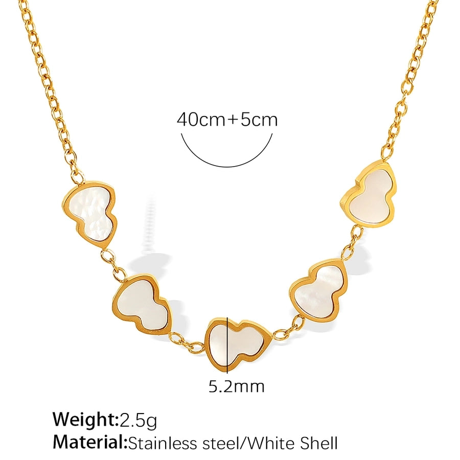 Jewelry IG Style Elegant French Style Gourd 304 Stainless Steel Shell 18K Gold Plated Polishing Pendant Necklace