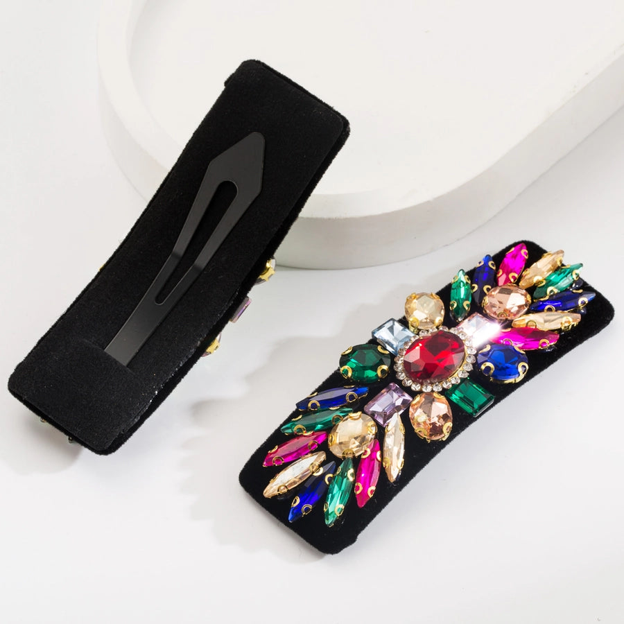 Women's Casual Vacation Classic Style Water Droplets Alloy Cloth Inlay Glass Hair Clip