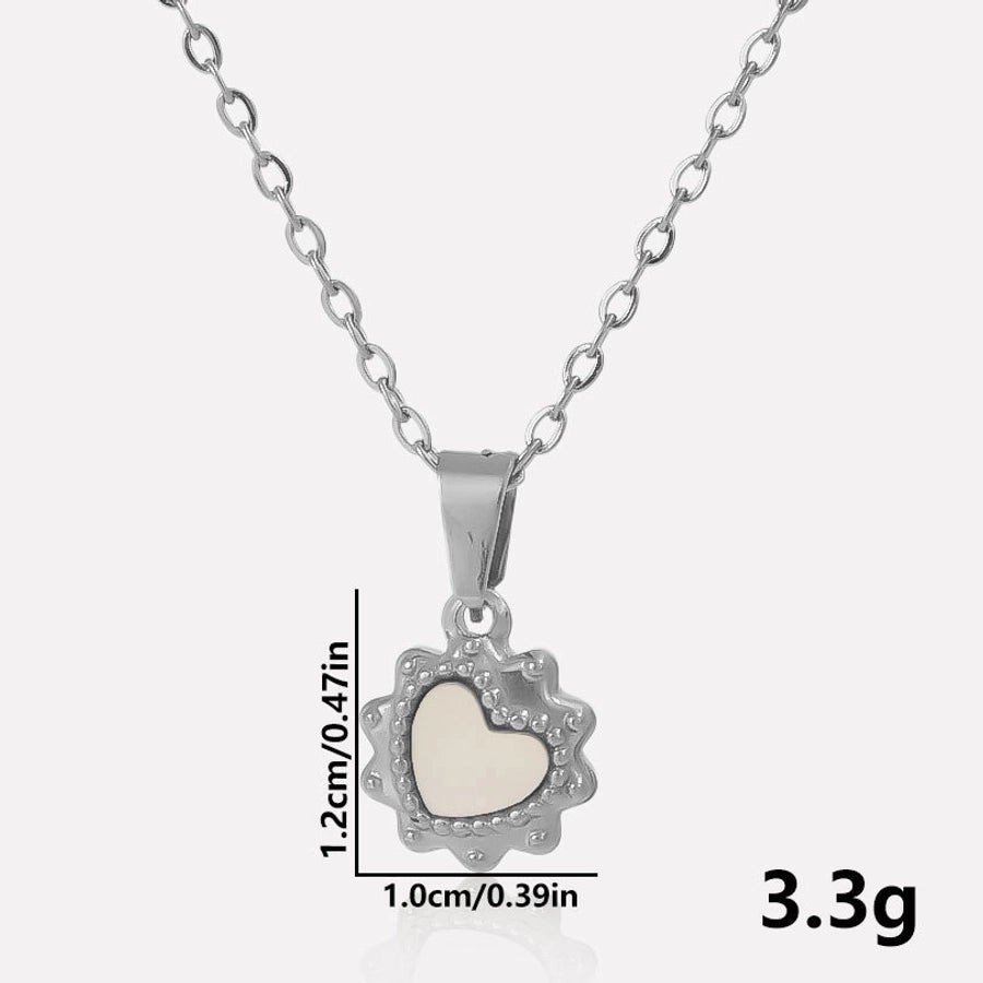 Jewelry Vintage Style Classic Style Heart Shape 304 Stainless Steel Shell Abalone Shell 18K Gold Plated Irregular Plating Pendant Necklace