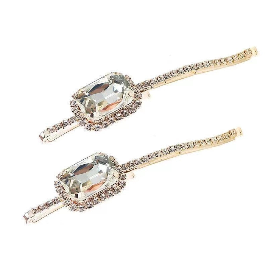 New Korean Style Crystal Rhinestone Clip Women's Back of Head Clip Broken Hair Clip Elegant Elegant Hair Accessories