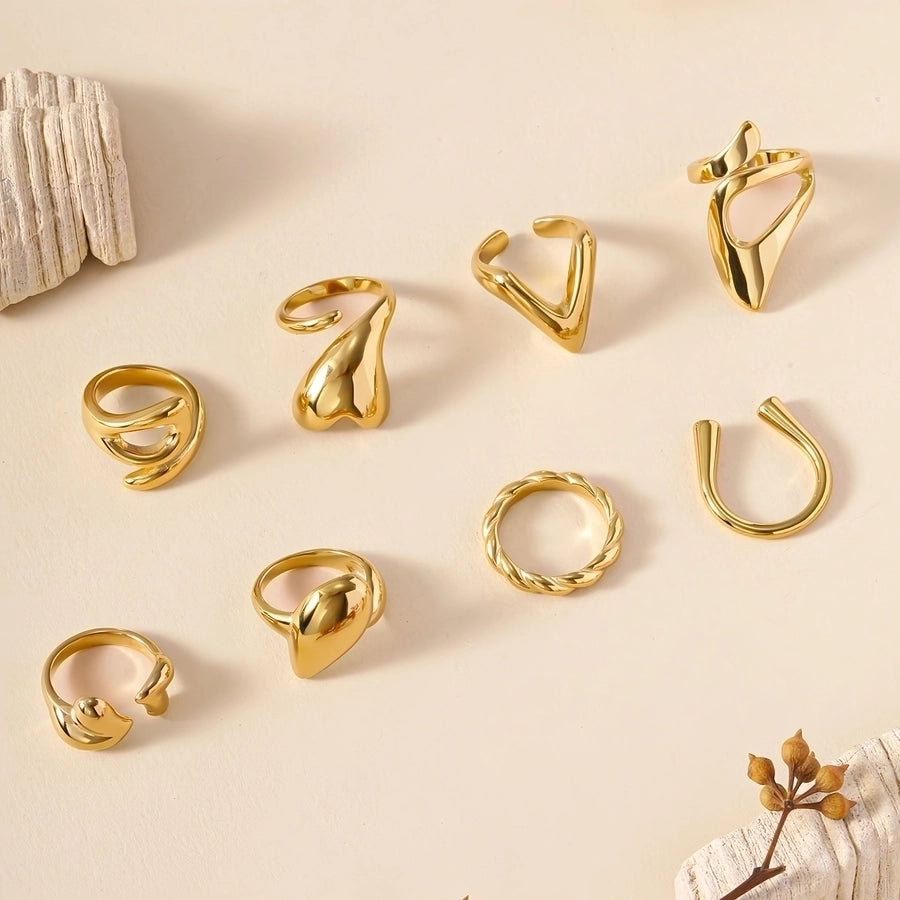 Jewelry IG Style Simple Style Geometric 304 Stainless Steel 18K Gold Plated Rings