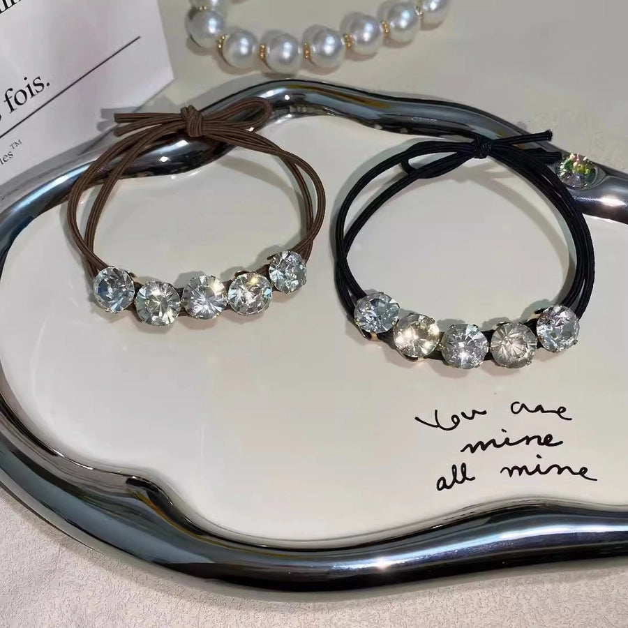 Women's Simple Style Classic Style Solid Color Cloth Inlay Zircon Hair Tie