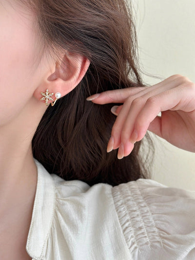 1 Pair Basic Geometric Plating Copper Imitation Pearl Zircon Earrings