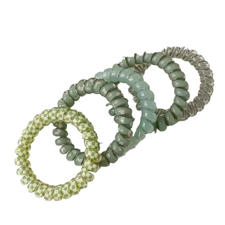 Fashionable Color Telephone Line Hair Ring Headwear Women's High Elastic Durable Tie Hair Rope Rubber Tendon Simple Tie Hair Rope