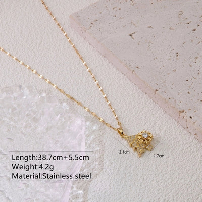 Jewelry Sweet Simple Style Christmas Tree Snowflake 304 Stainless Steel 18K Gold Plated Plating Pendant Necklace