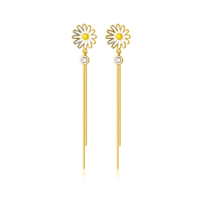 1 Pair Sweet Simple Style Daisy Plating Copper Drop Earrings