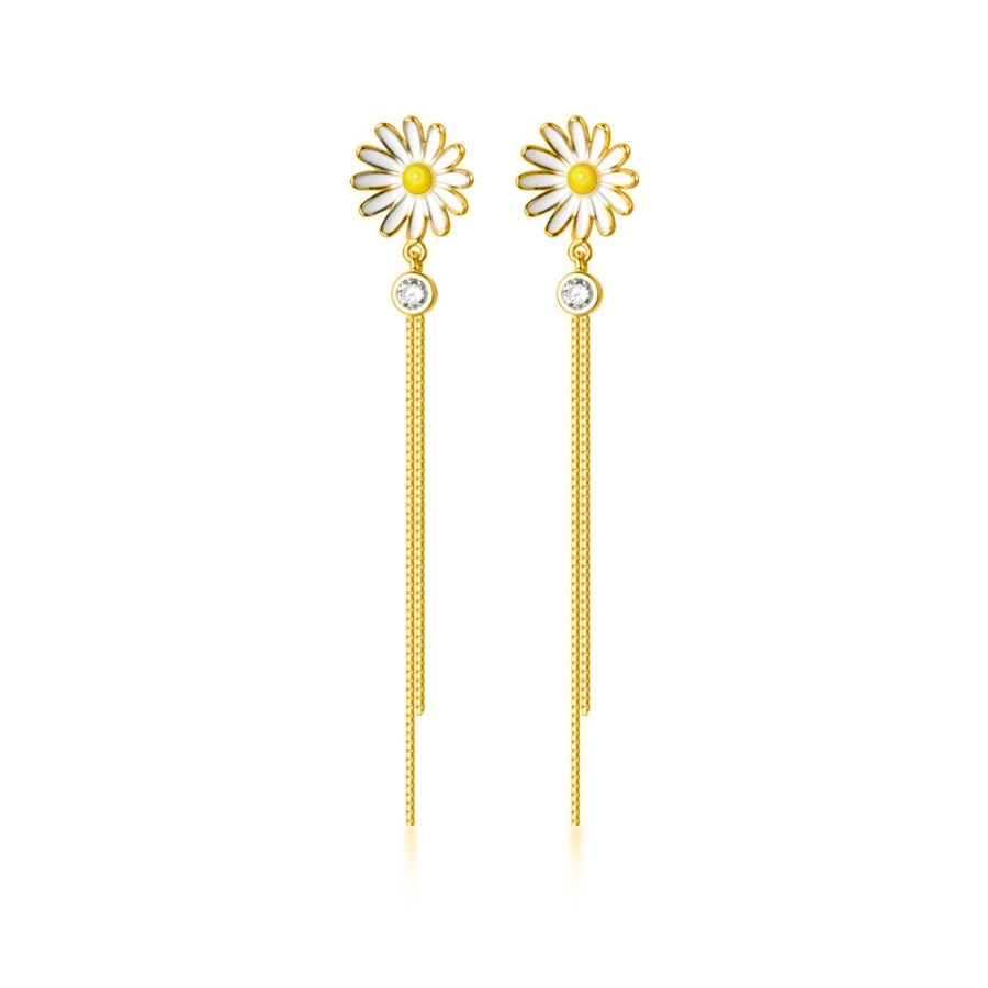 1 Pair Sweet Simple Style Daisy Plating Copper Drop Earrings