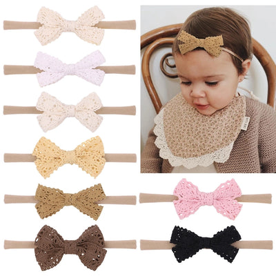 pure color lace bow children hairband