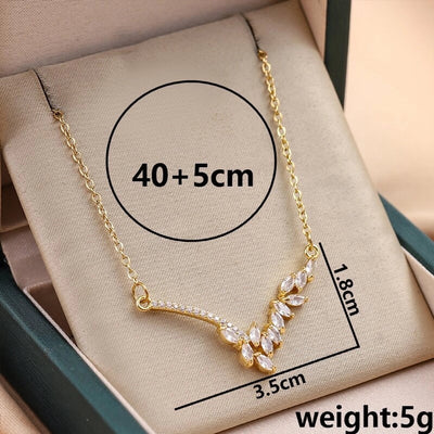 Jewelry Cute Queen Bridal Fruit 316 Stainless Steel  Copper Zircon 18K Gold Plated Appliques Pendant Necklace