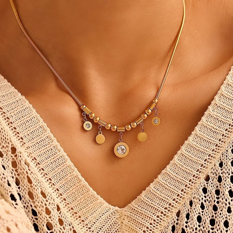 Jewelry Elegant Roman Numeral 304 Stainless Steel Zircon 18K Gold Plated Plating Bracelets Necklace