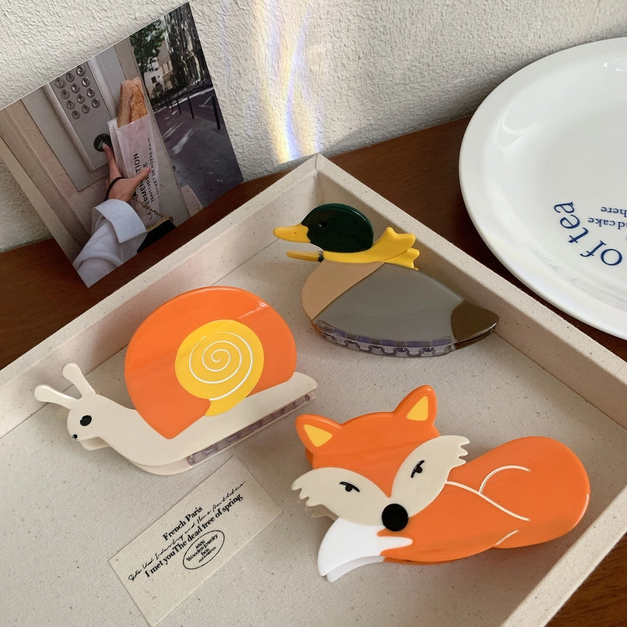 Women's Cute Fox Snails Duck Acetic acid sheets Hair Claws