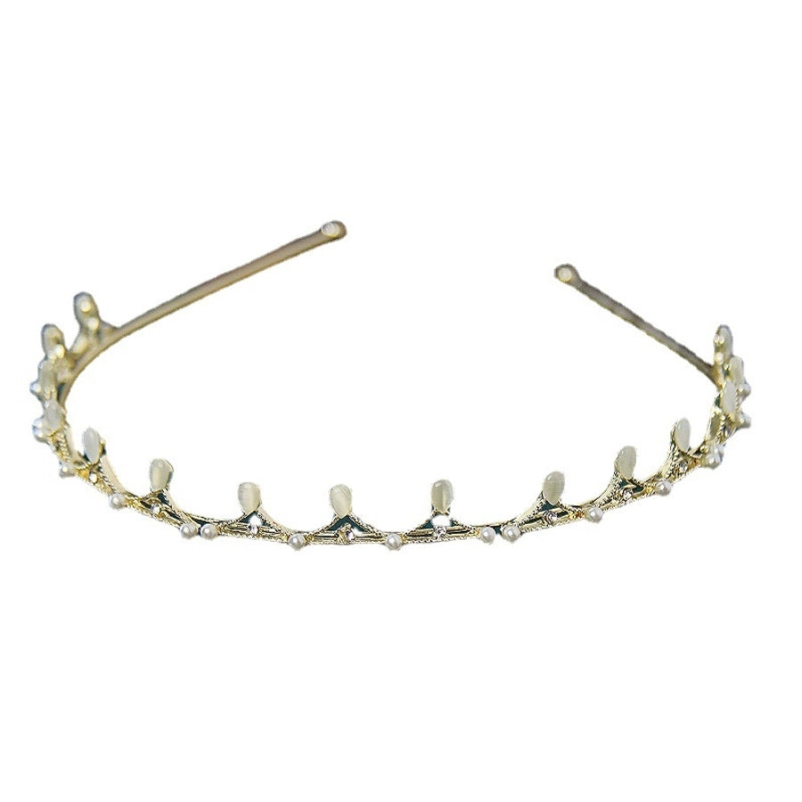 fashion flower alloy inlay artificial pearls rhinestones hair band 1 piece