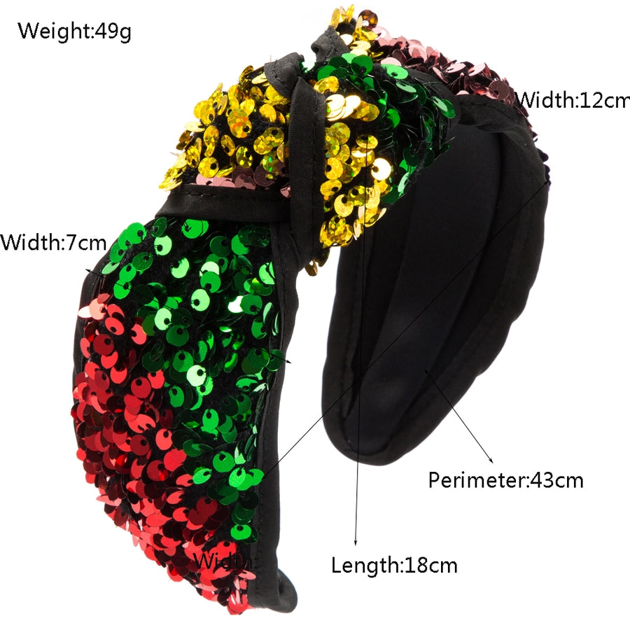 Women's Glam Hip-Hop Rock Color Block Sequin Alloy Cloth Hair Band