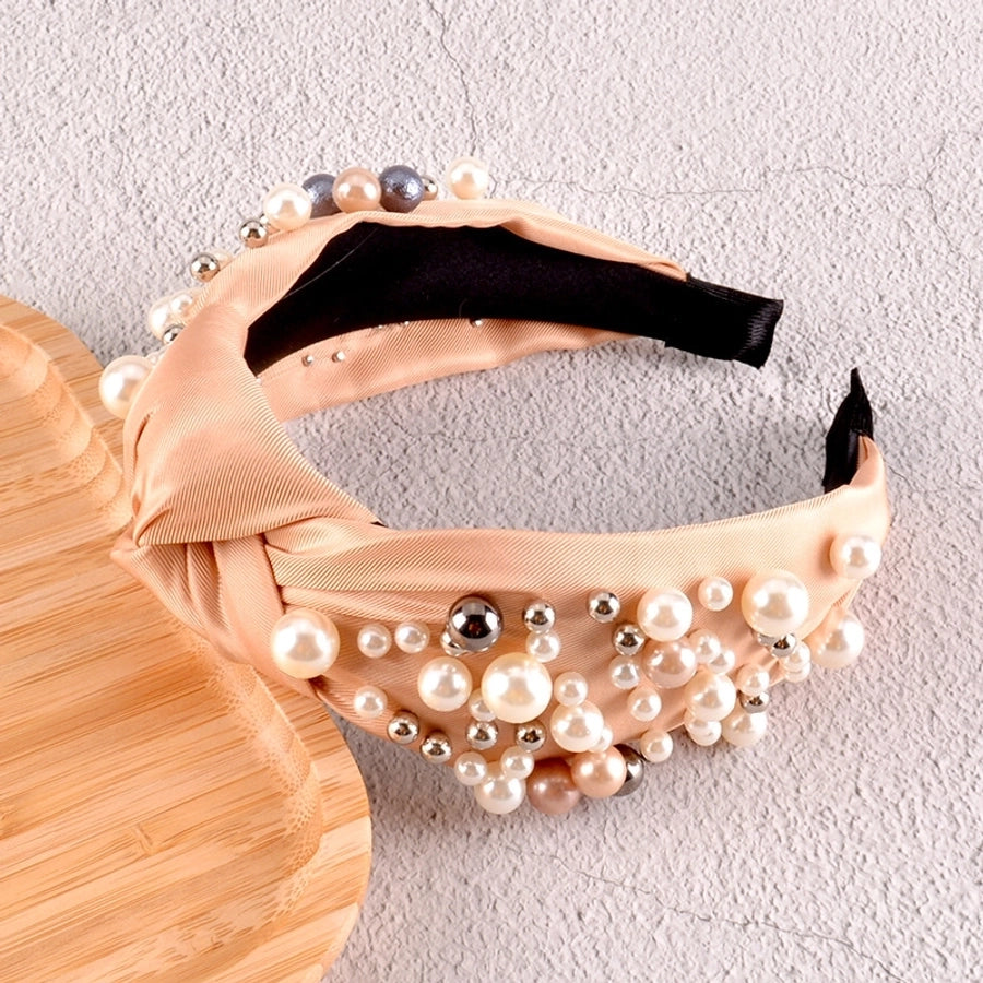 fashion pearl knotted solid color headband