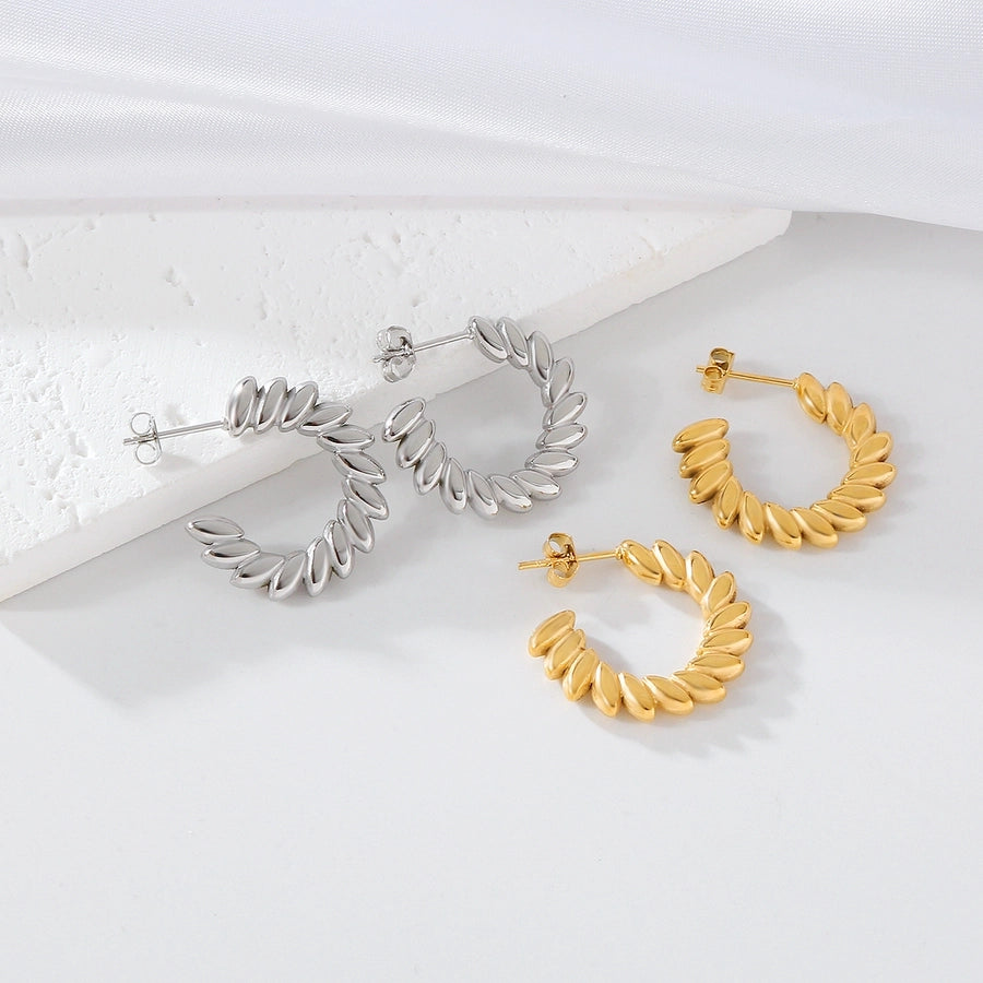 1 Pair Elegant C Shape 316 Stainless Steel  18K Gold Plated Ear Studs