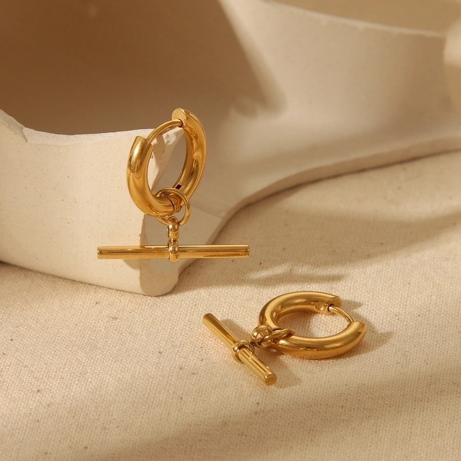 1 Pair IG Style Retro Classic Style Geometric Solid Color Removable Plating 304 Stainless Steel 18K Gold Plated Drop Earrings