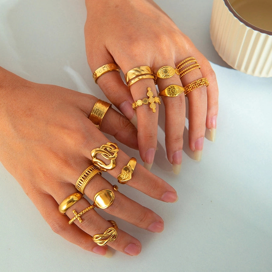 Jewelry Elegant Cross Heart Shape Solid Color Titanium Steel Open Rings