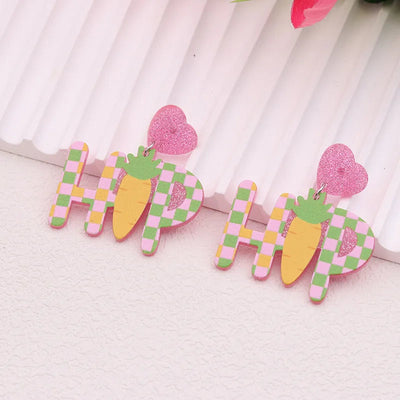 1 Pair Sweet Rabbit Colorful Egg Arylic Drop Earrings