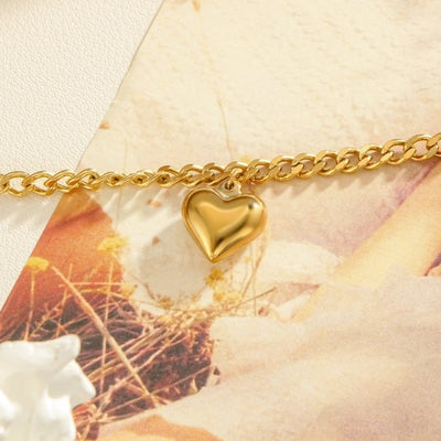 Jewelry Elegant Luxurious Heart Shape 304 Stainless Steel Gold Plated Plating Pendant Necklace